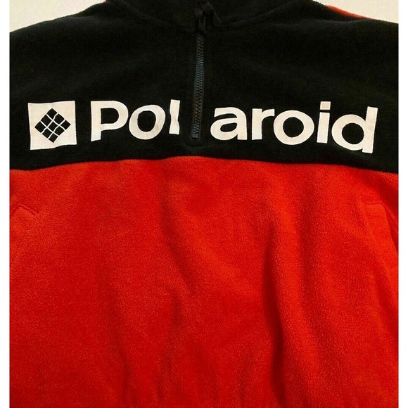 Polaroid Womens Cropped 1/4 Zip Color Block Pullover Sweatshirt Size Medium Red - Picture 3 of 8